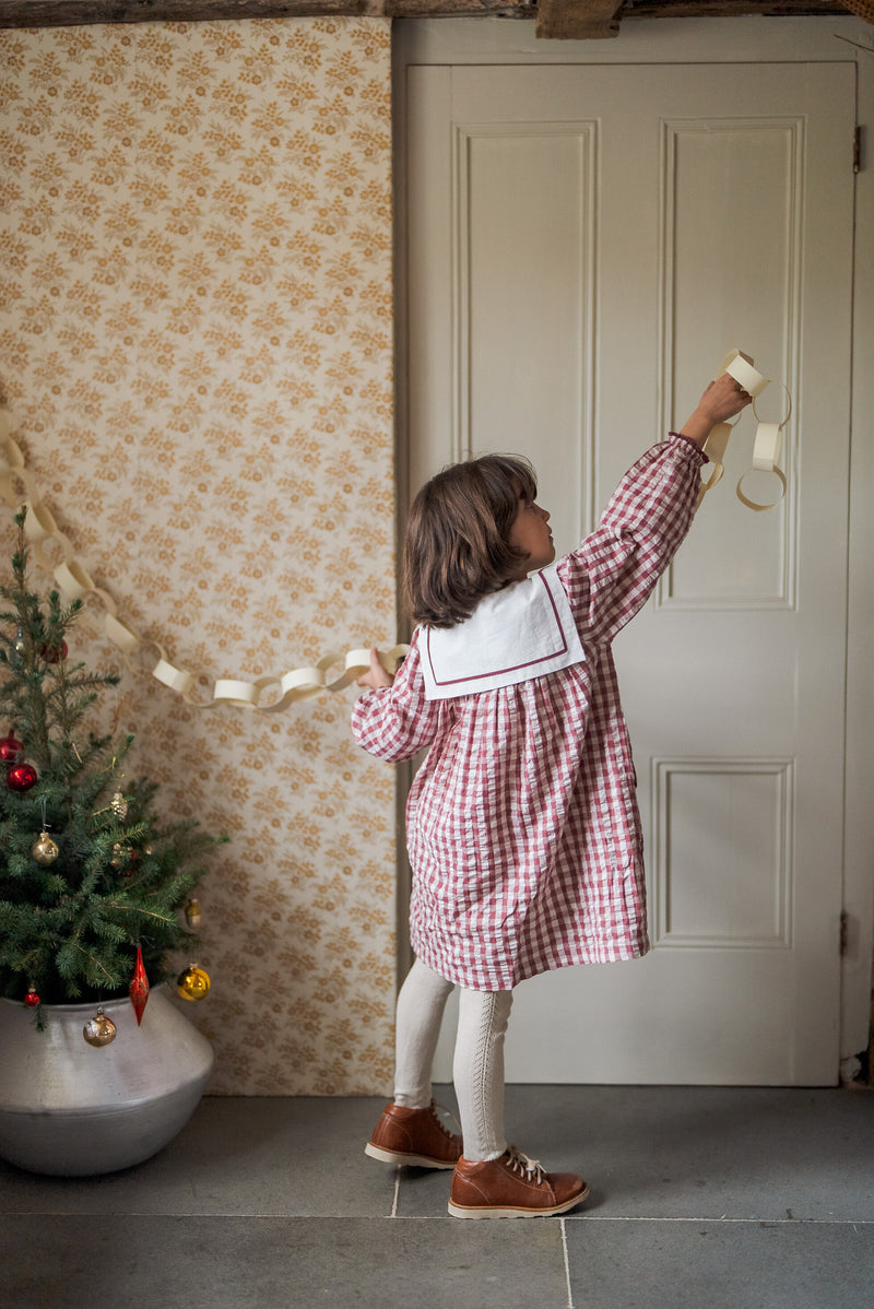 Smocked Sabrina Dress || Seersucker Gingham in Apple