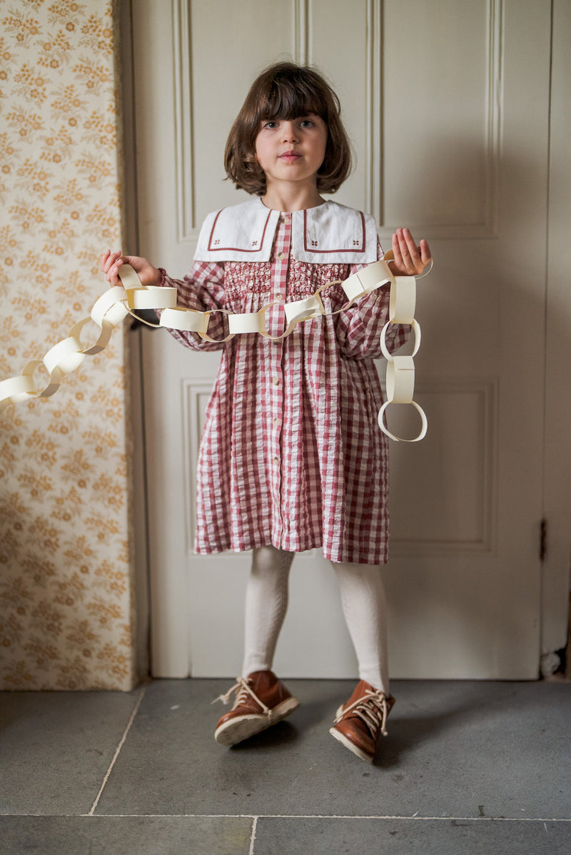 Smocked Sabrina Dress || Seersucker Gingham in Apple