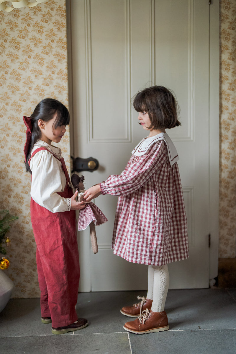 Smocked Sabrina Dress || Seersucker Gingham in Apple