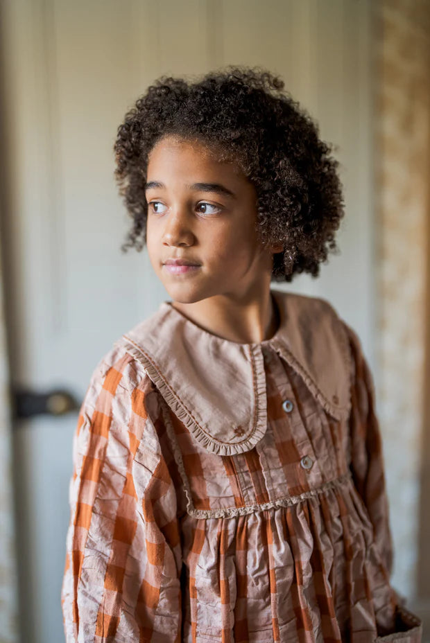 Lottie Dress || Seersucker Gingham in Russet