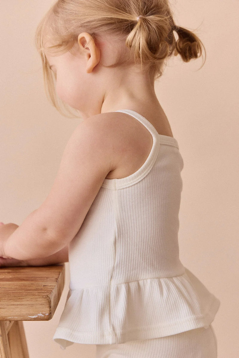 Organic Cotton Fine Rib Lillian Top - Parchment