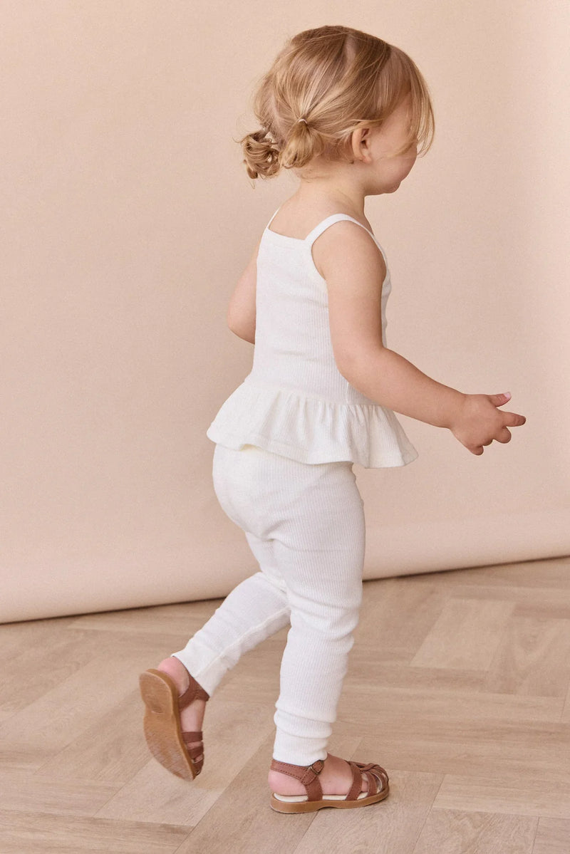 Organic Cotton Fine Rib Everyday Legging - Parchment