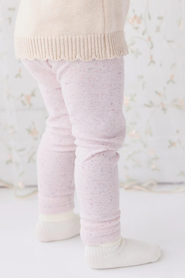 Organic Cotton Fine Rib Legging - Tulip Fleck