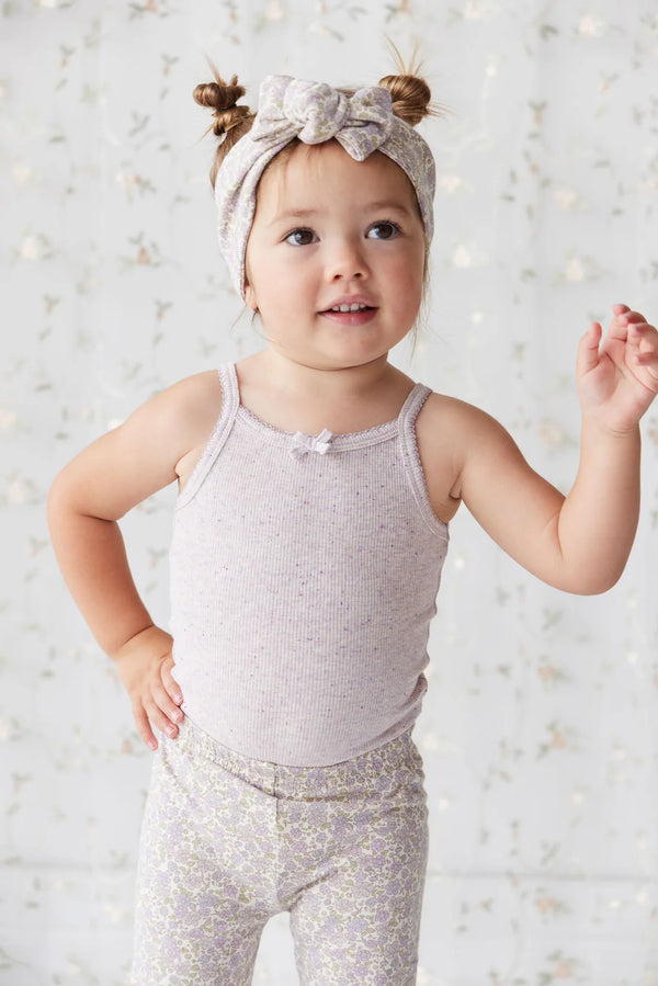 Organic Cotton Fine Rib Singlet - Lavender Fleck