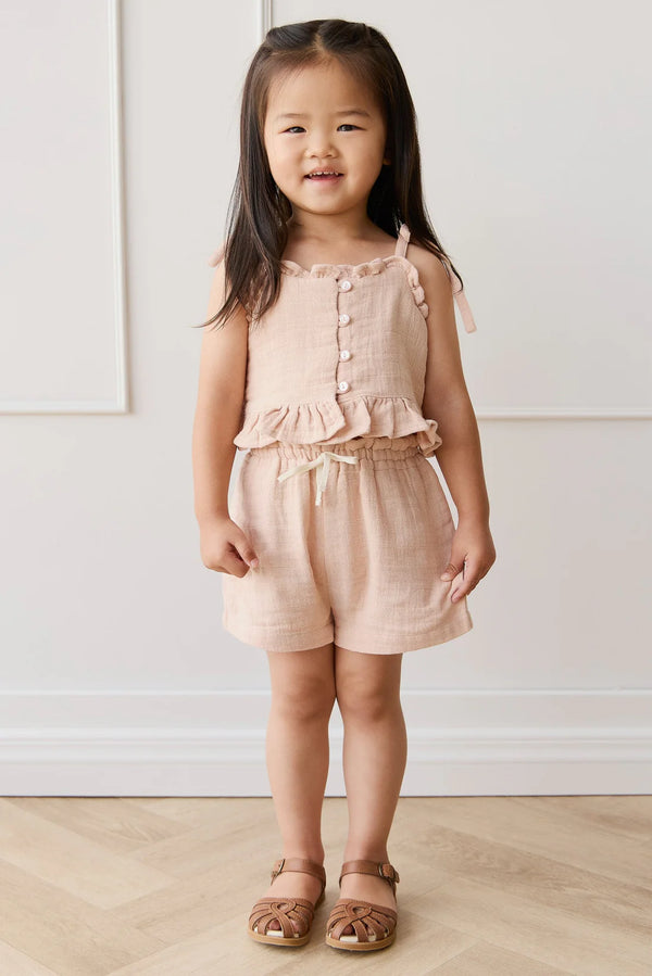 Organic Cotton Muslin Elodie Short - Chalky Pink