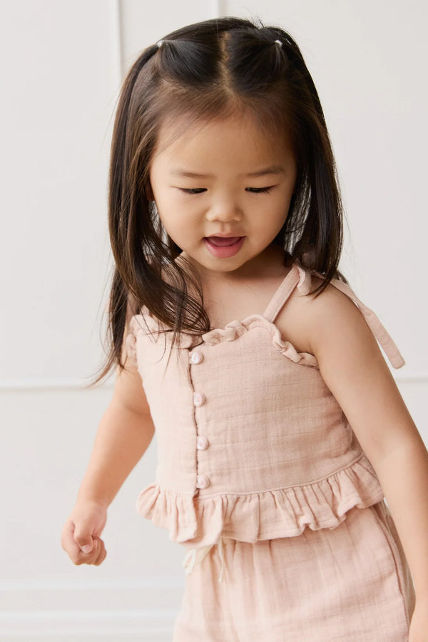 Organic Cotton Muslin Mirabel Top - Chalky Pink