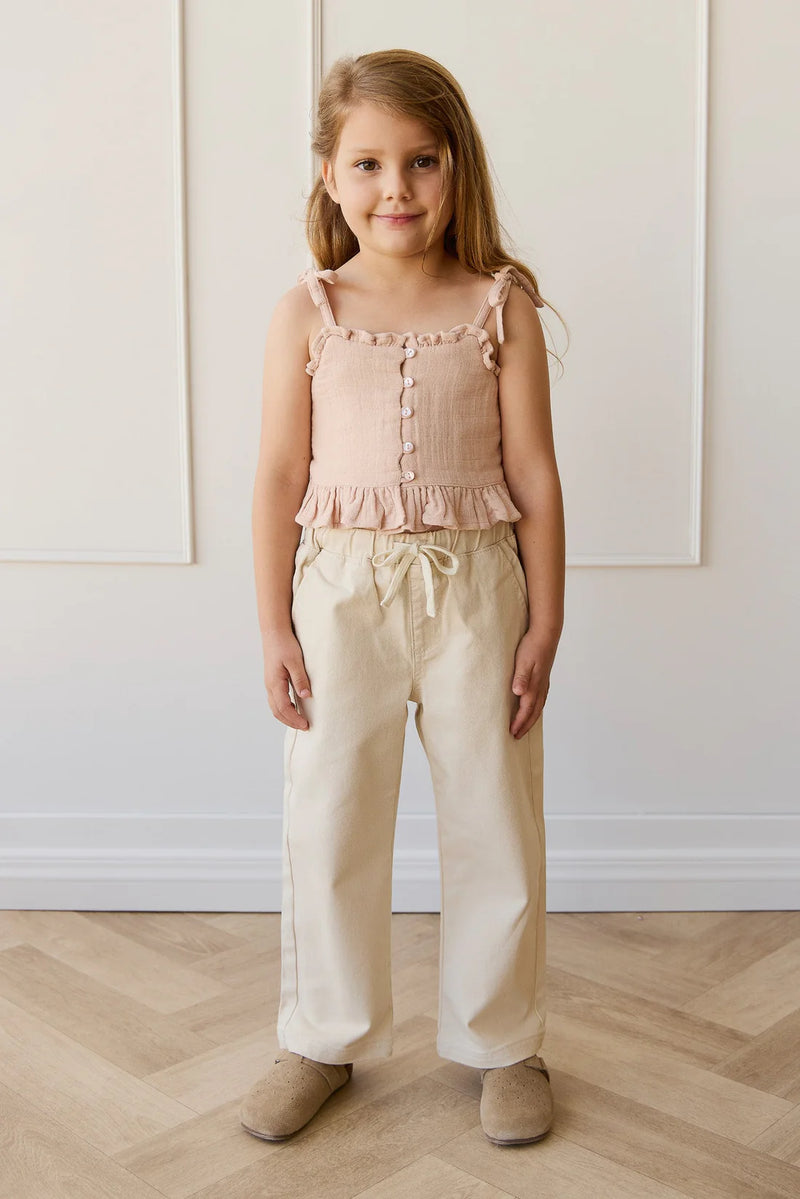 Organic Cotton Muslin Mirabel Top - Chalky Pink
