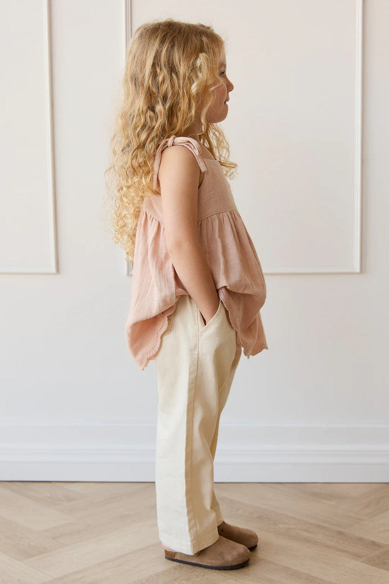 Organic Cotton Muslin Briella Top - Chalky Pink