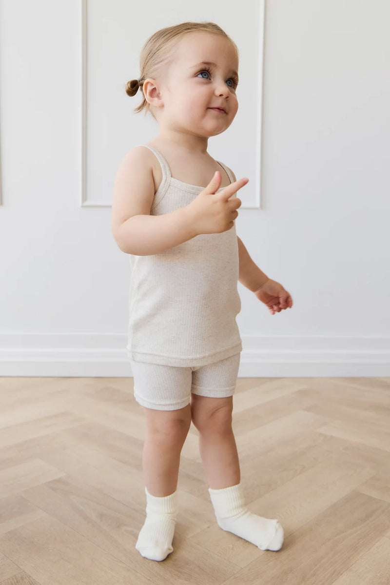 Organic Cotton Modal Elisa Bike Short - Oatmeal Marle