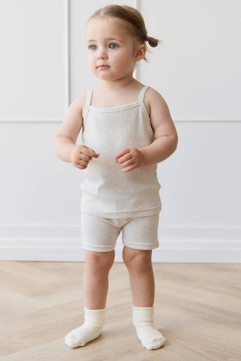 Organic Cotton Modal Singlet - Oatmeal Marle