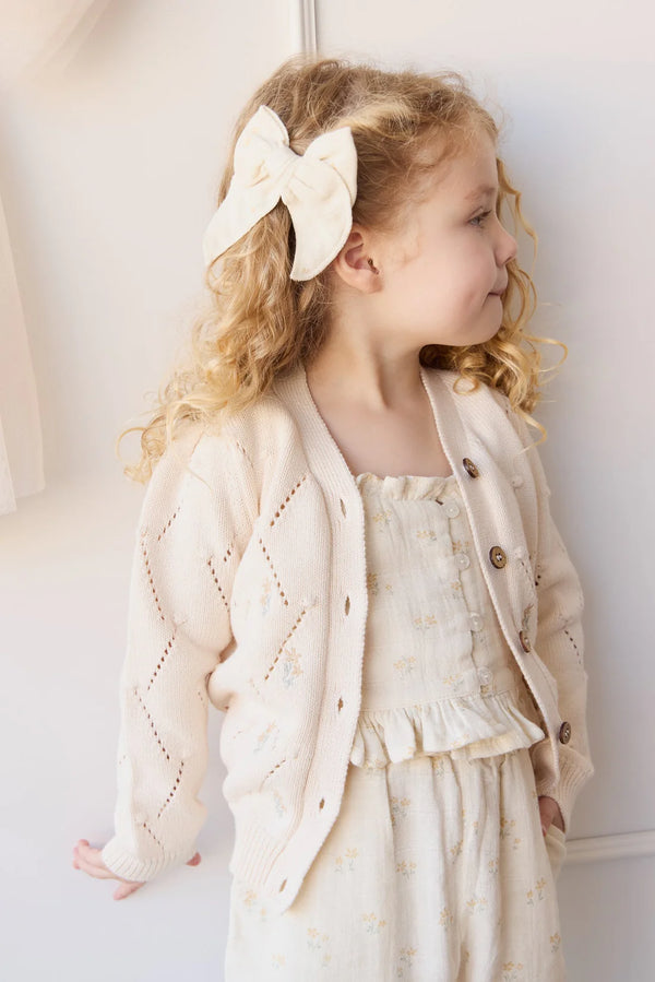 Organic Cotton Muslin Bow - Pauline Chamomile