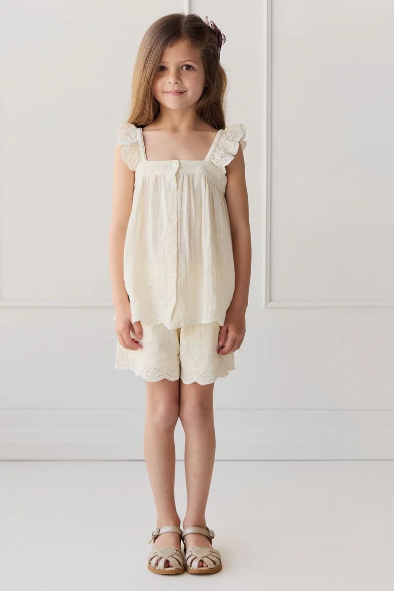 Organic Cotton Muslin Anja Top - Parchment