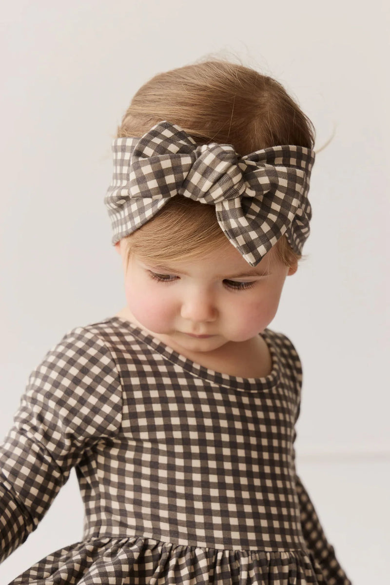 Organic Cotton Headband - Mini Gingham Bistre