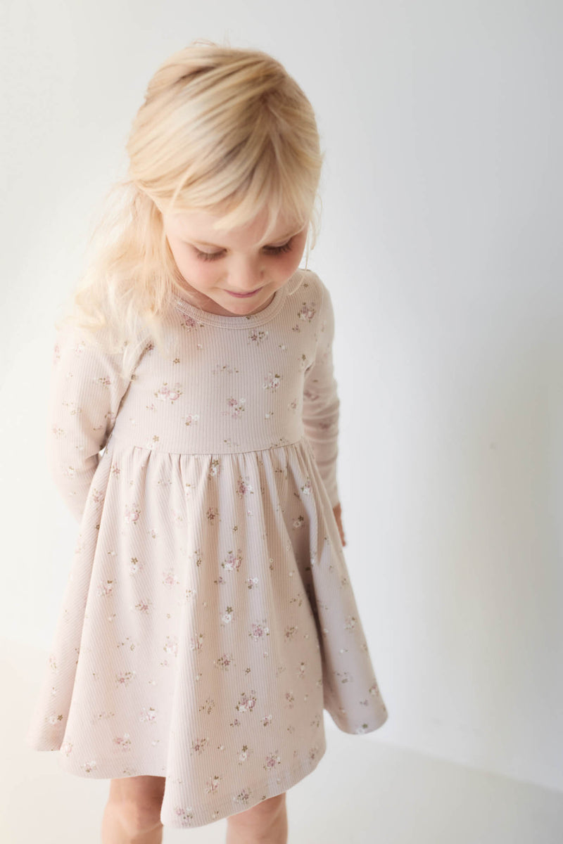 Organic Cotton Fine Rib Tallulah Dress - Petite Fleur Violet