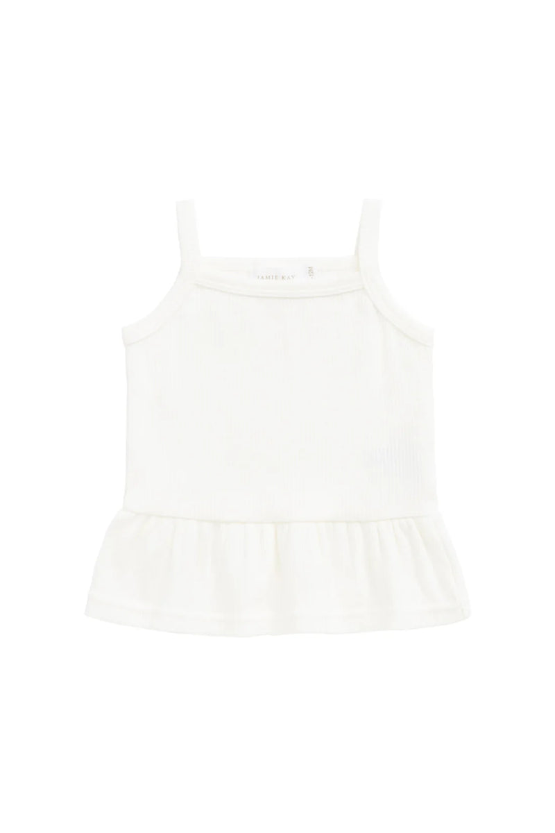 Organic Cotton Fine Rib Lillian Top - Parchment