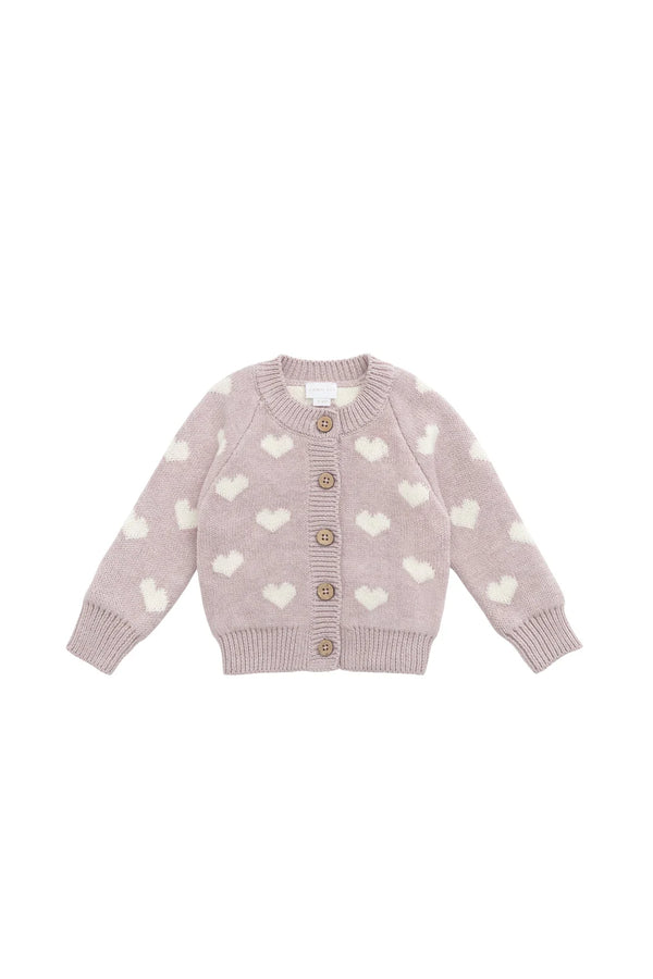 Camille Cardigan - Heart Jacquard Ballerina Marle