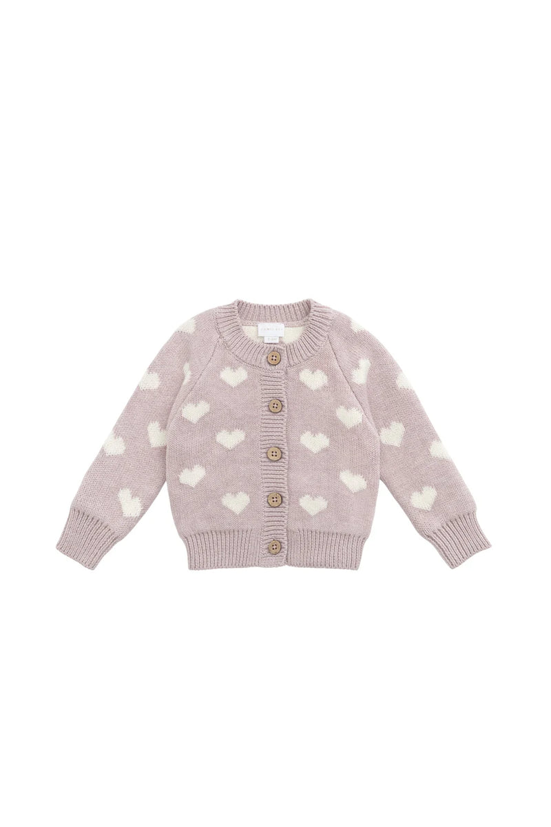 Camille Cardigan - Heart Jacquard Ballerina Marle