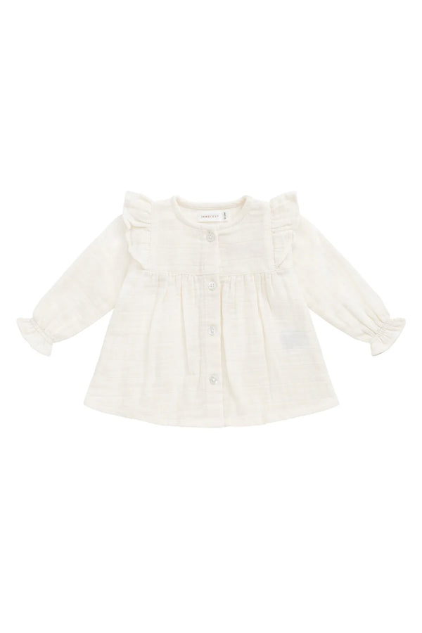 Organic Cotton Muslin Ava Blouse - Parchment