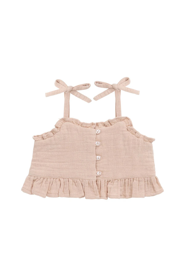Organic Cotton Muslin Mirabel Top - Chalky Pink