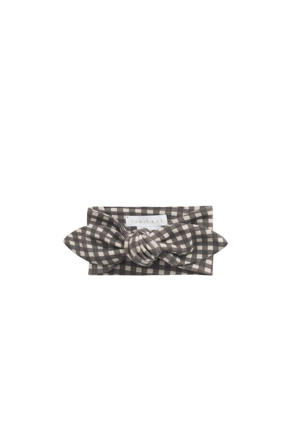 Organic Cotton Headband - Mini Gingham Bistre