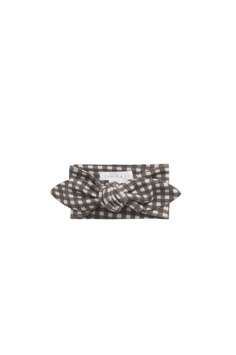 Organic Cotton Headband - Mini Gingham Bistre