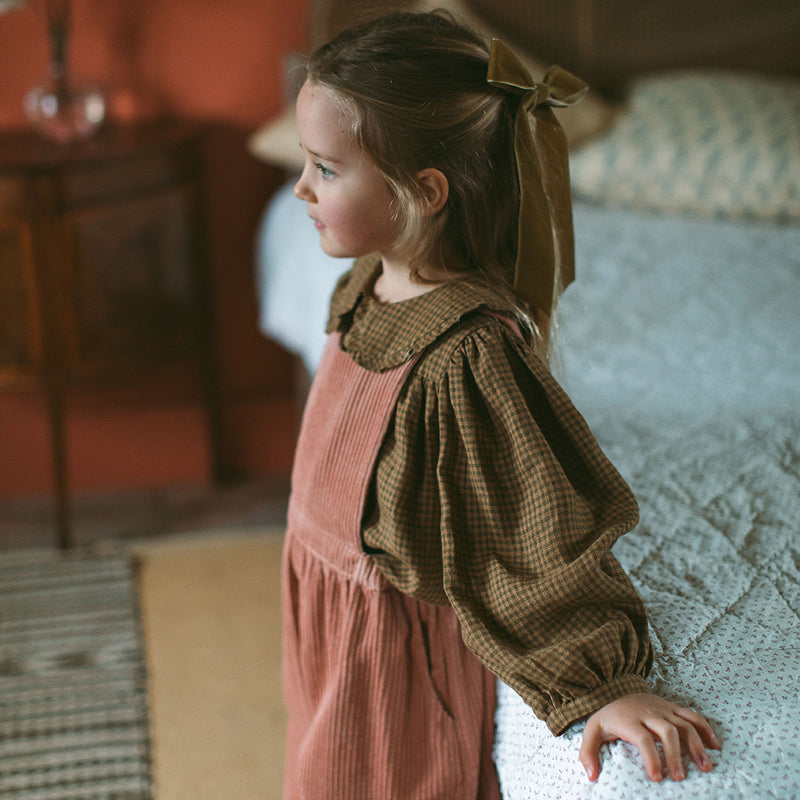 Duck, Duck, Goose Blouse | Nut Brown Mini Check Linen