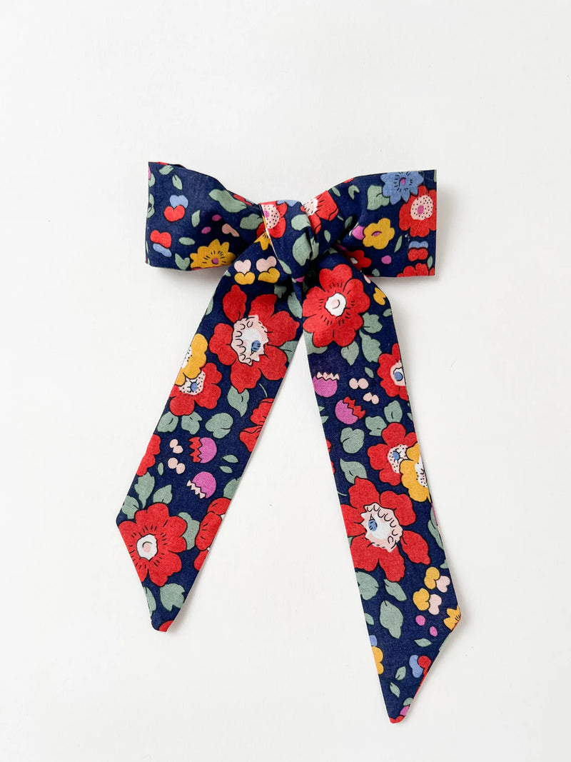 Long Tail Liberty Fabric Hair Bow | Betsy Meadow