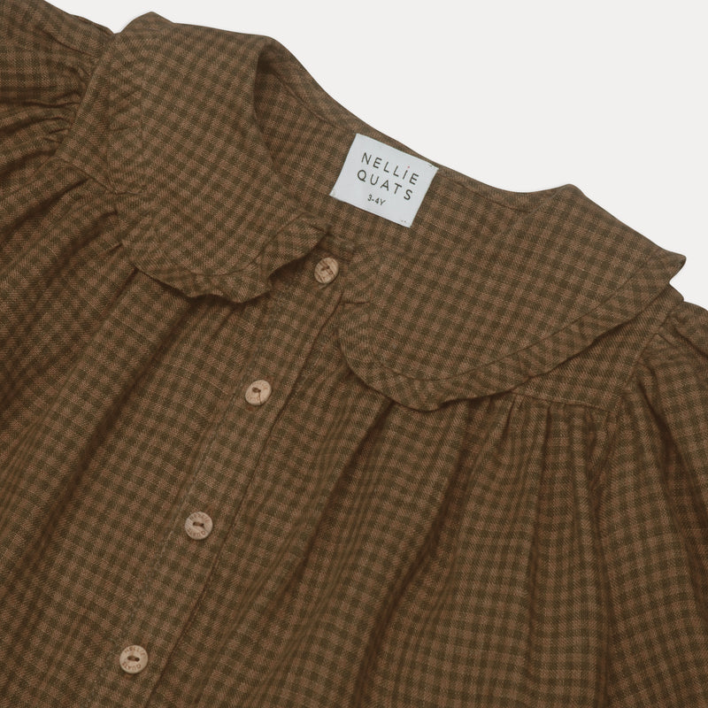 Duck, Duck, Goose Blouse | Nut Brown Mini Check Linen