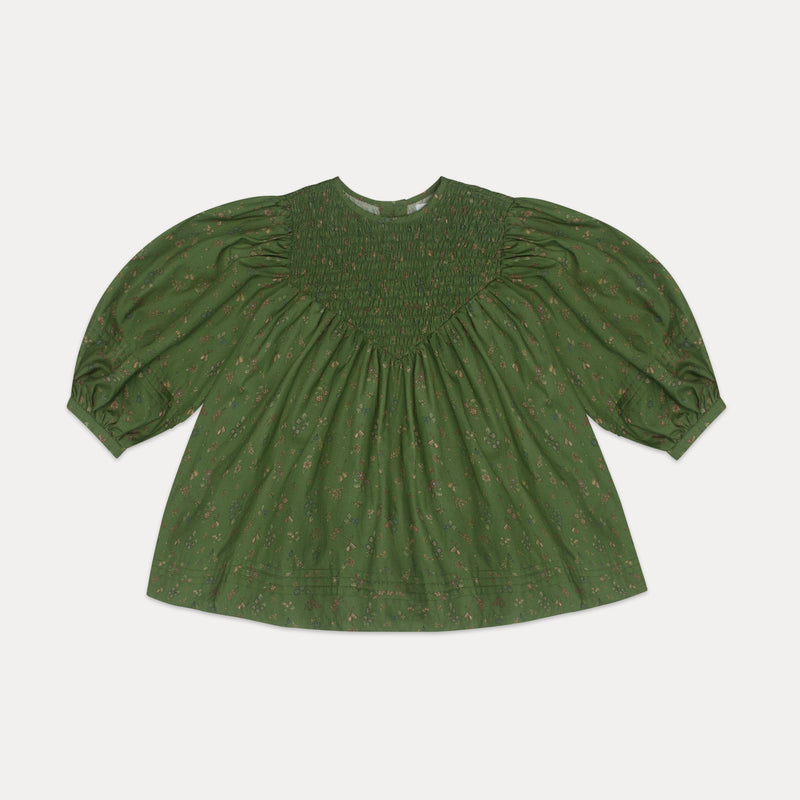 Draughts Dress | Pear Green Floral Organic Cotton