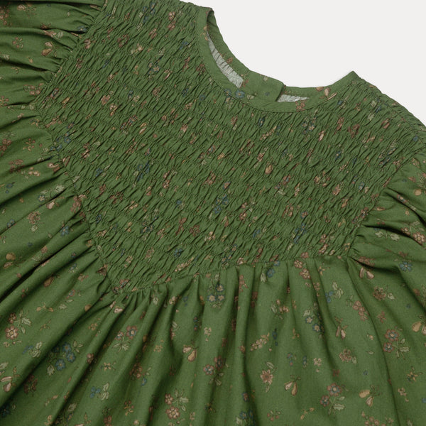 Draughts Dress | Pear Green Floral Organic Cotton