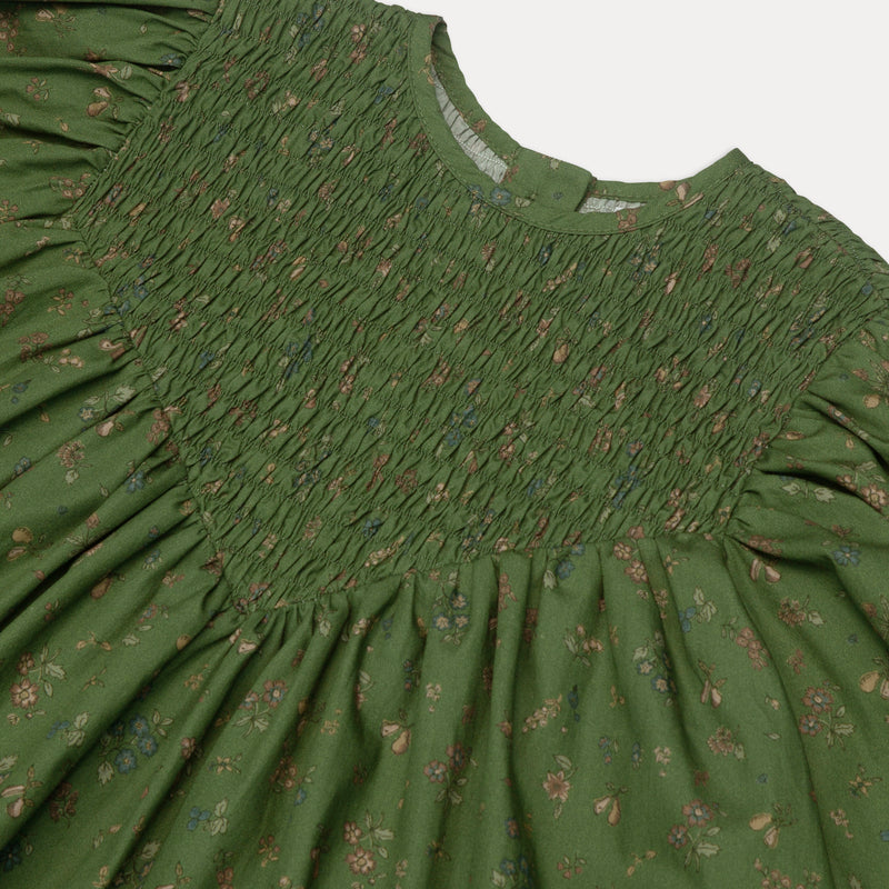 Draughts Dress | Pear Green Floral Organic Cotton