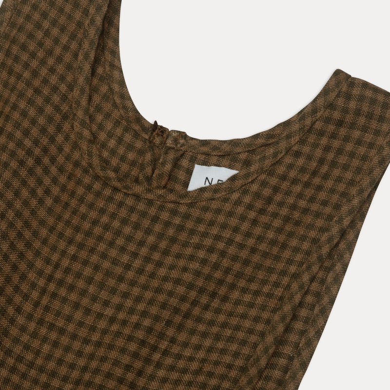 Marlow Pinafore | Nut Brown Mini Check Linen