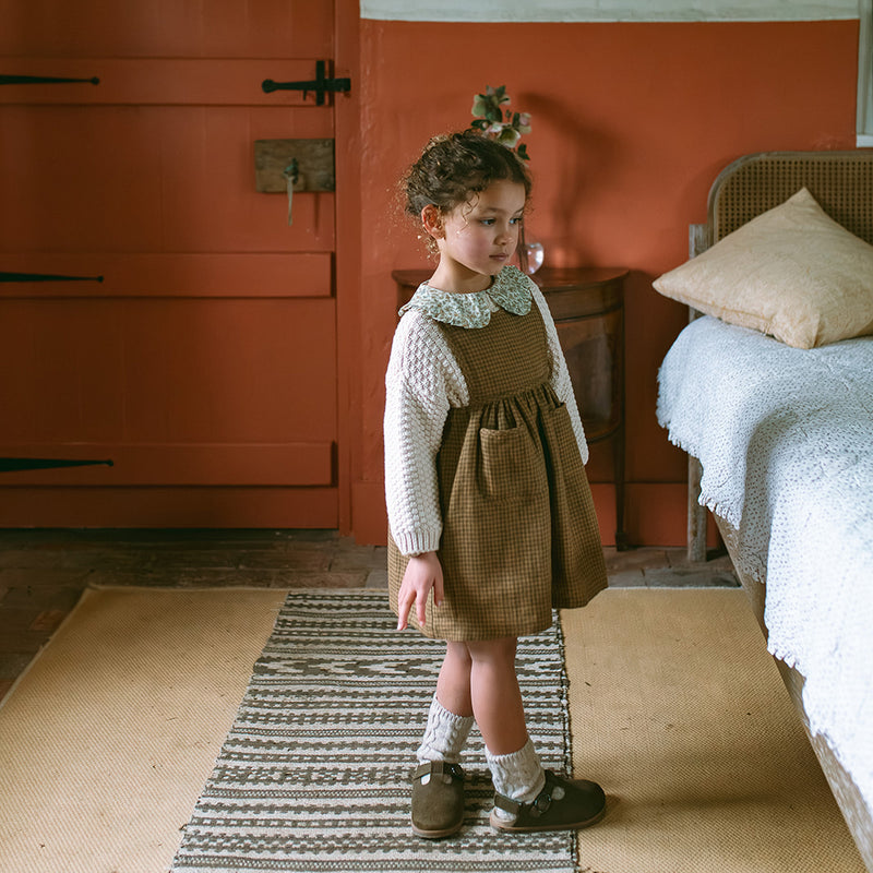 Marlow Pinafore | Nut Brown Mini Check Linen