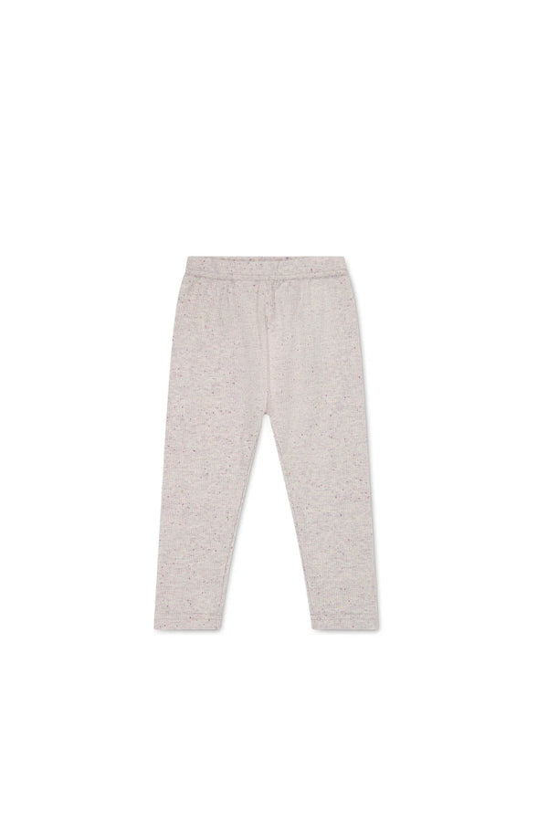 Organic Cotton Fine Rib Legging - Lavender Fleck