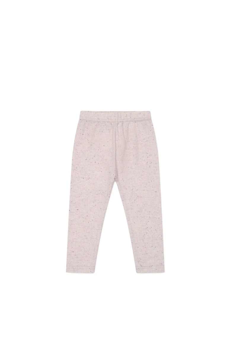 Organic Cotton Fine Rib Legging - Tulip Fleck