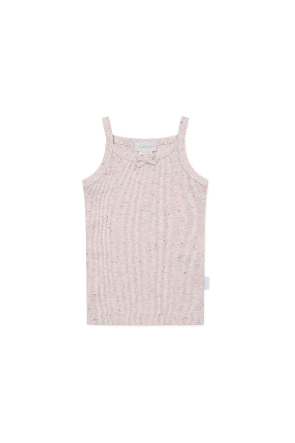 Organic Cotton Fine Rib Singlet - Tulip Fleck