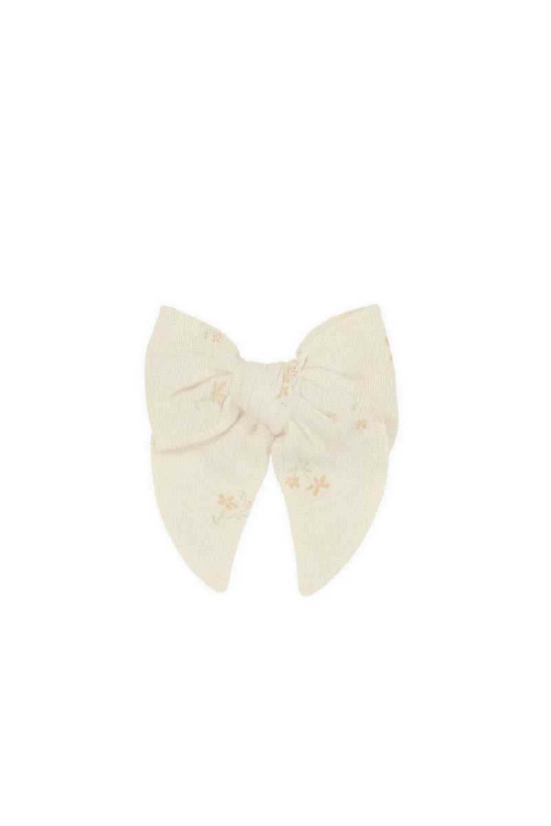 Organic Cotton Muslin Bow - Pauline Chamomile