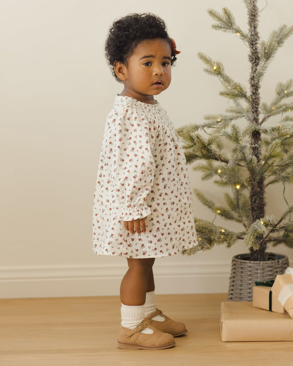 V Smocked Dress || Winter Ditsy, Girls Dress, Quincy Mae - All The Little Bows