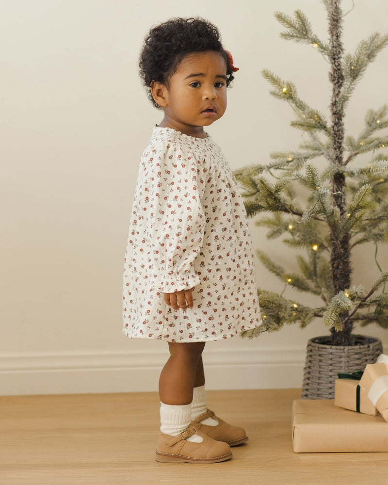 V Smocked Dress || Winter Ditsy, Girls Dress, Quincy Mae - All The Little Bows