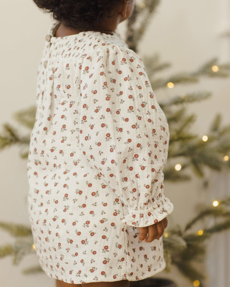 V Smocked Dress || Winter Ditsy, Girls Dress, Quincy Mae - All The Little Bows