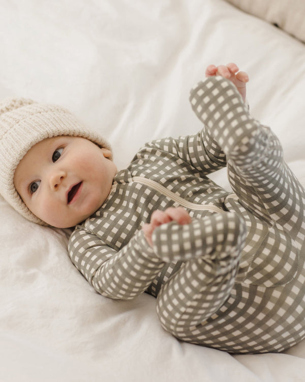 Bamboo Zip Footie || Forest Check, Baby Pajamas, Quincy Mae - All The Little Bows