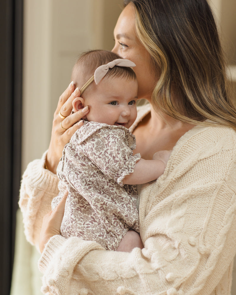 Collared Romper || Mauve Ditsy