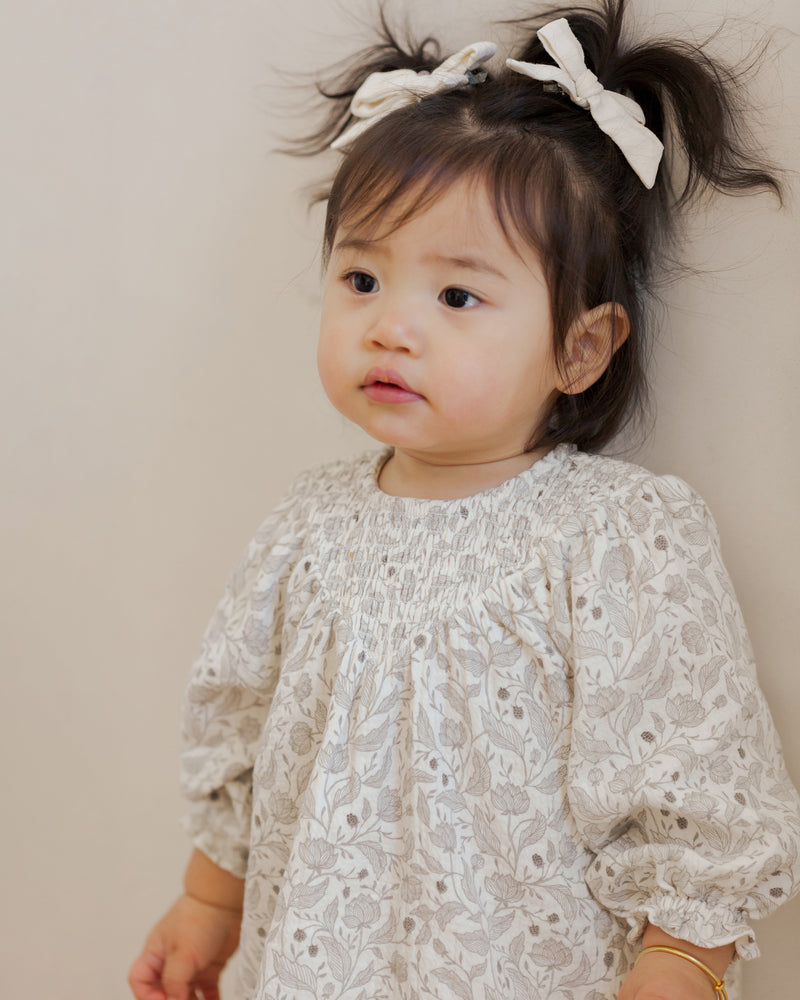 V Smocked Dress || Winter Floral