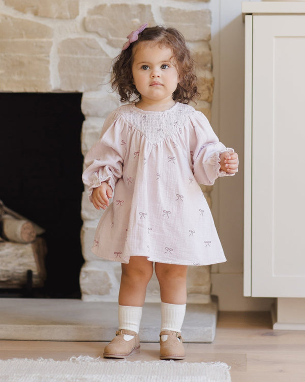 V Smocked Dress || Bows, Baby/Toddler Girls Clothing, Quincy Mae - All The Little Bows