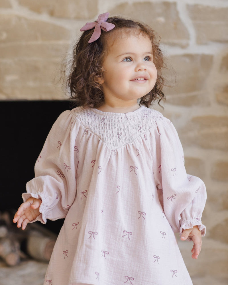 V Smocked Dress || Bows, Baby/Toddler Girls Clothing, Quincy Mae - All The Little Bows