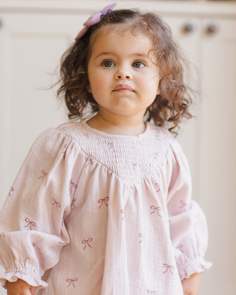 V Smocked Dress || Bows, Baby/Toddler Girls Clothing, Quincy Mae - All The Little Bows