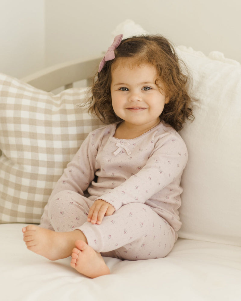 Pointelle Long Sleeve Tee + Legging || Lilac Ditsy, Baby/Toddler Girls Clothing, Quincy Mae - All The Little Bows