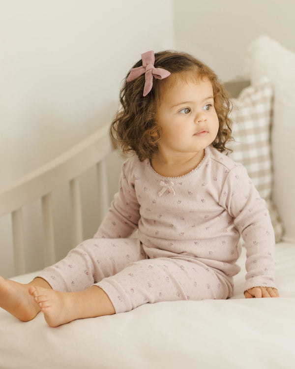 Pointelle Long Sleeve Tee + Legging || Lilac Ditsy, Baby/Toddler Girls Clothing, Quincy Mae - All The Little Bows