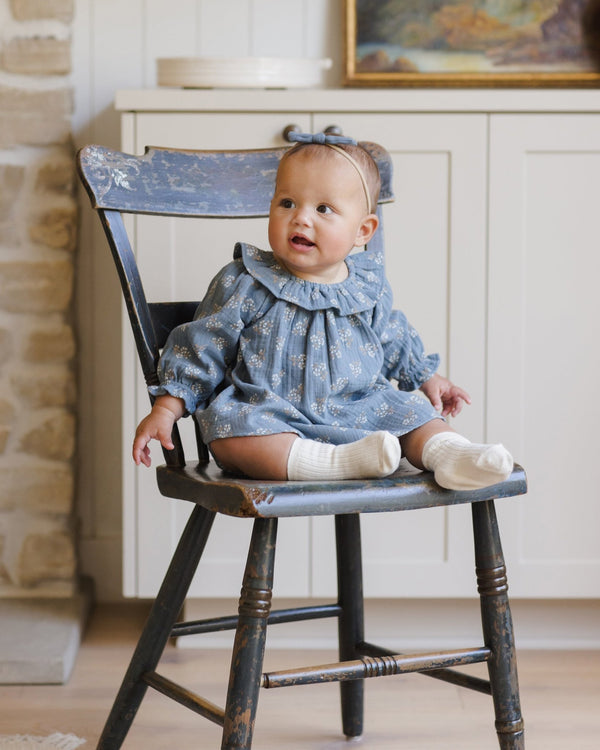 Long Sleeve Isla Dress || Blue Floral, Baby/Toddler Girls Clothing, Quincy Mae - All The Little Bows