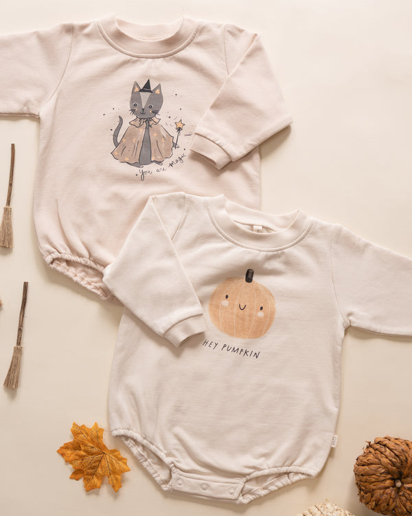 Crewneck Bubble Romper || Magic Cat